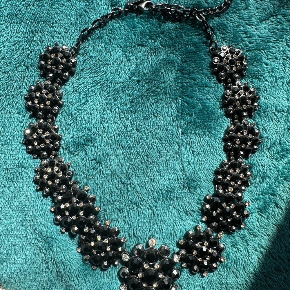 White House Black Market Black Floral Necklace